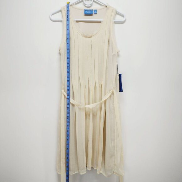 Simply Vera Vera Wang chiffon mid Dress Womens Sleeveless Pleated beige Size S - Picture 6 of 11